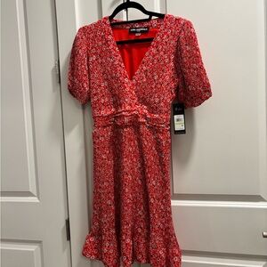 Karl Lagerfeld NWT Red Floral Midi Dress
